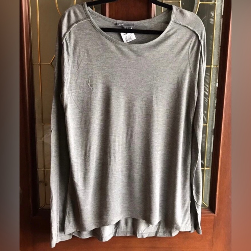 Vince Maternity Long Sleeve Unique Seam Detail Gray Shirt Size Large